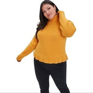 Mustard Ruffle trim sweater
